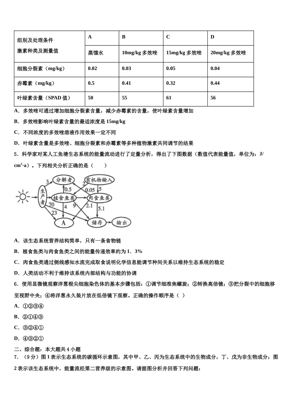 北京市密云区市级名校高考仿真卷生物试题含解析_第2页
