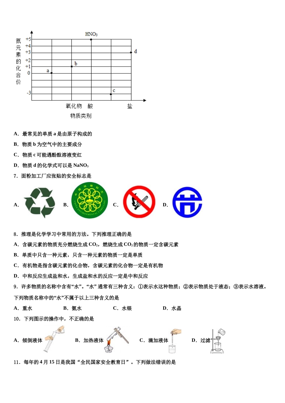 北京市房山区中考化学仿真试卷含解析_第2页