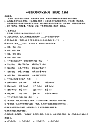 北京市海淀区师达中学中考语文模拟预测题含解析