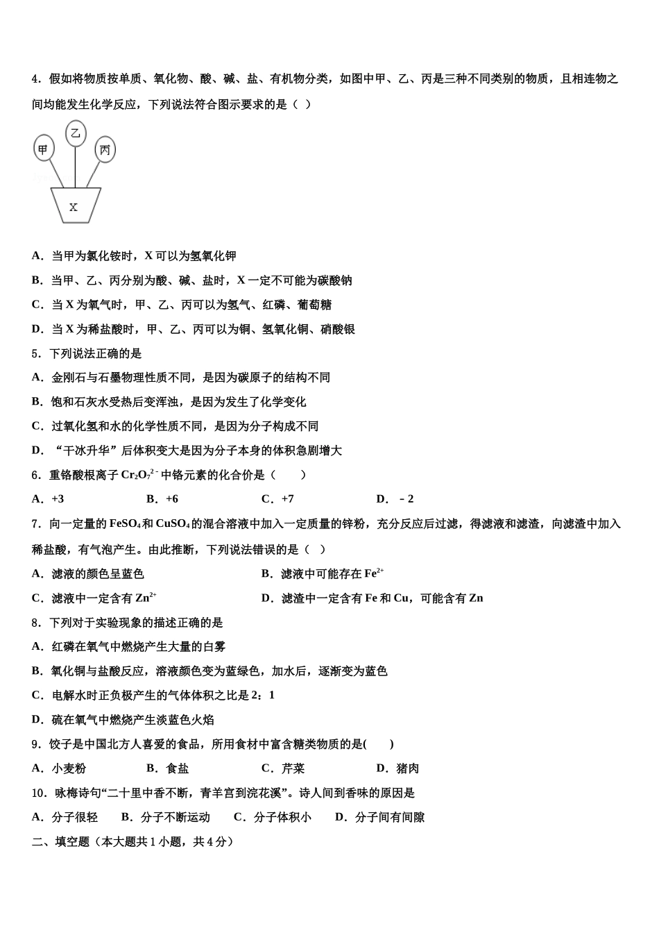 北京市清华大附属中学中考化学适应性模拟试题含解析_第2页