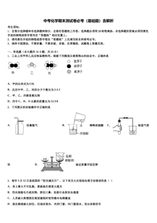 北京市清华大附属中学中考化学适应性模拟试题含解析