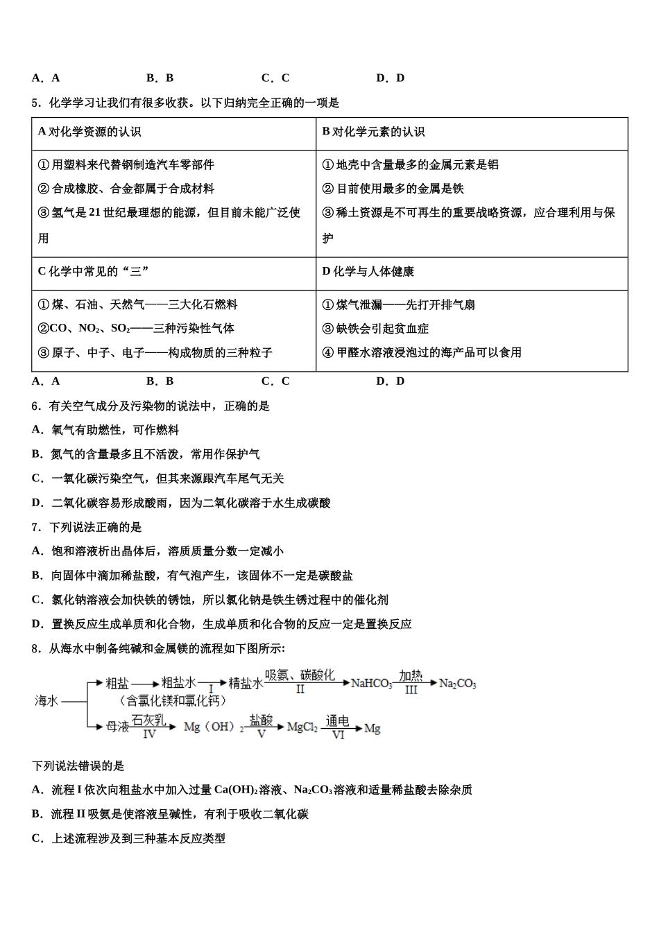 北京市燕山地区重点达标名校中考化学猜题卷含解析_第2页