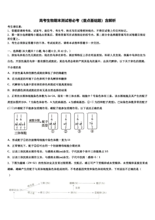 北京市第六十六中学高考生物必刷试卷含解析