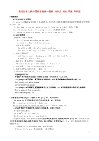 黑龙江省大庆外国语学校高一英语 知识点 B2M1学案 外研版