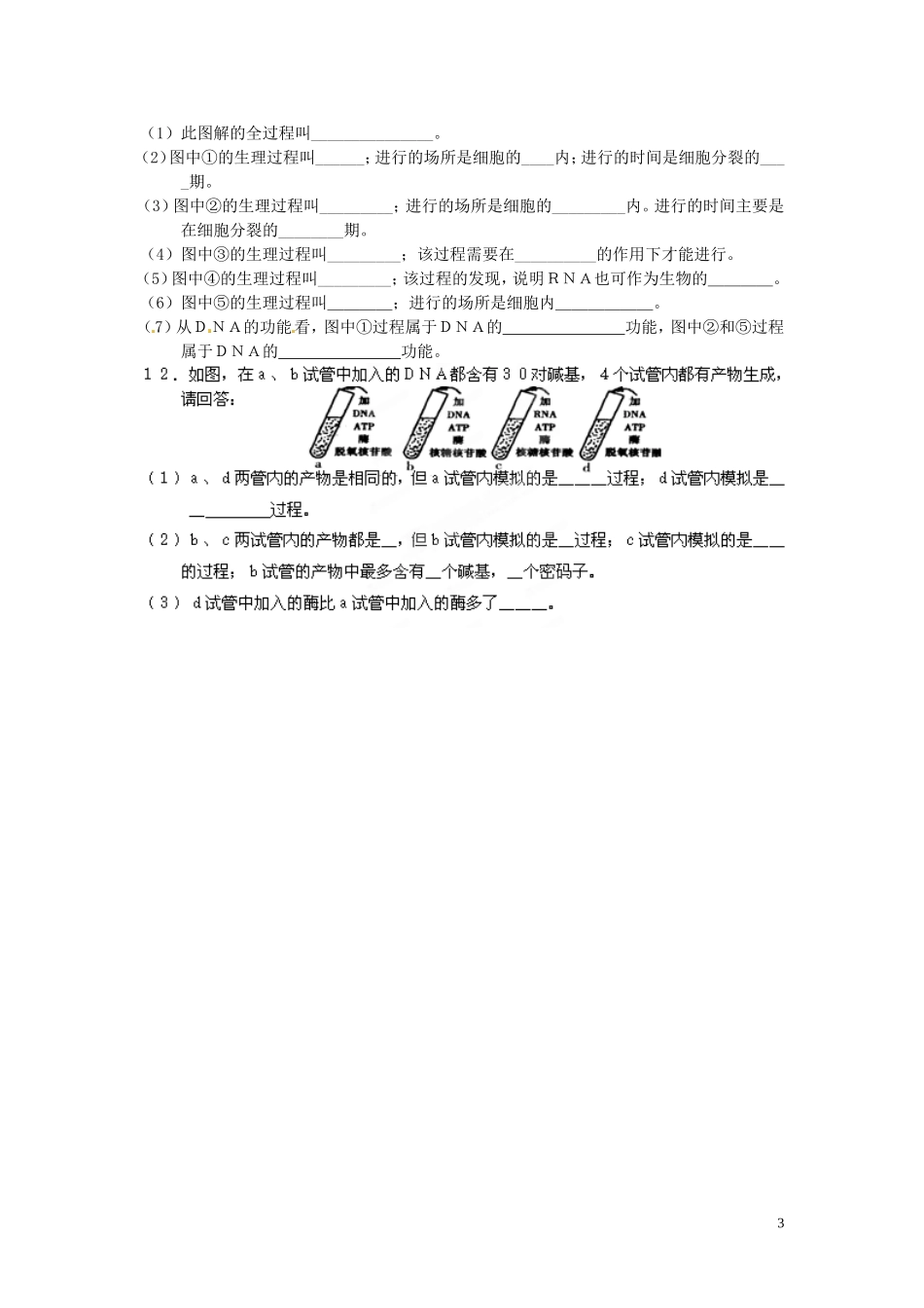 黑龙江省鹤北林业局高级中学2014年高中生物 4.2 基因指导蛋白质的合成学案 新人教版必修2_第3页