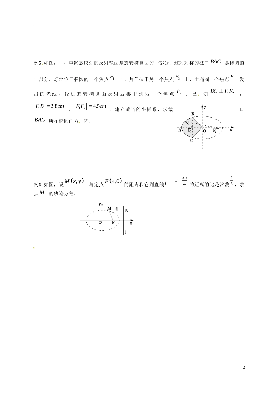 黑龙江省大兴安岭地区漠河县高级中学2015高中数学 椭圆几何性质教案 新人教A版选修2-1_第2页