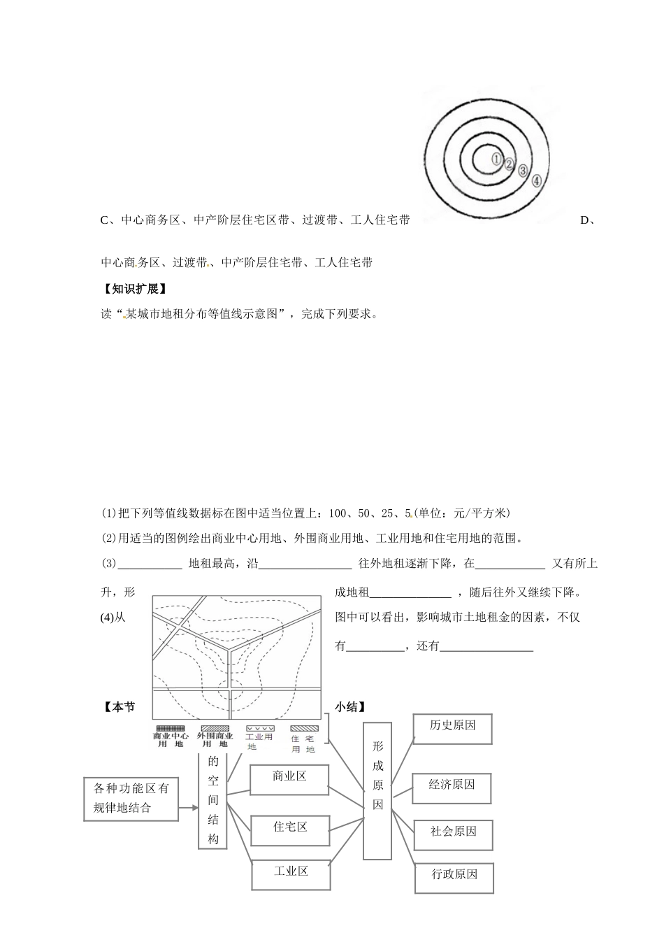 青海省青海师范大学附属第二中学2014高中地理 2.1 城市的空间结构与城市化 城市的空间结构第二课时导学案 中图版必修2_第2页