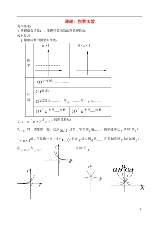 陕西省西安市昆仑中学2014届高考数学一轮复习讲义 第15课时 指数函数 理