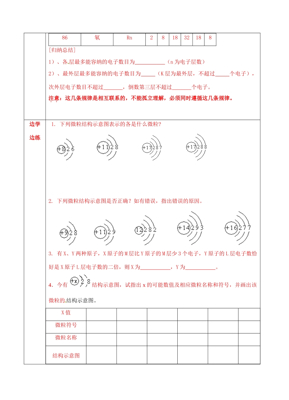 青海省青海师范大学附属第二中学2014高中化学 元素周期律第一课时导学案 新人教版必修2_第2页