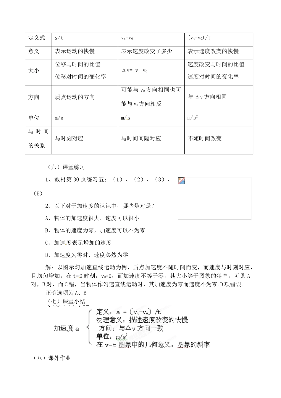 黑龙江省哈尔滨市木兰高级中学高中物理 速度改变快慢的描述 加速度教案1 新人教版必修1_第3页
