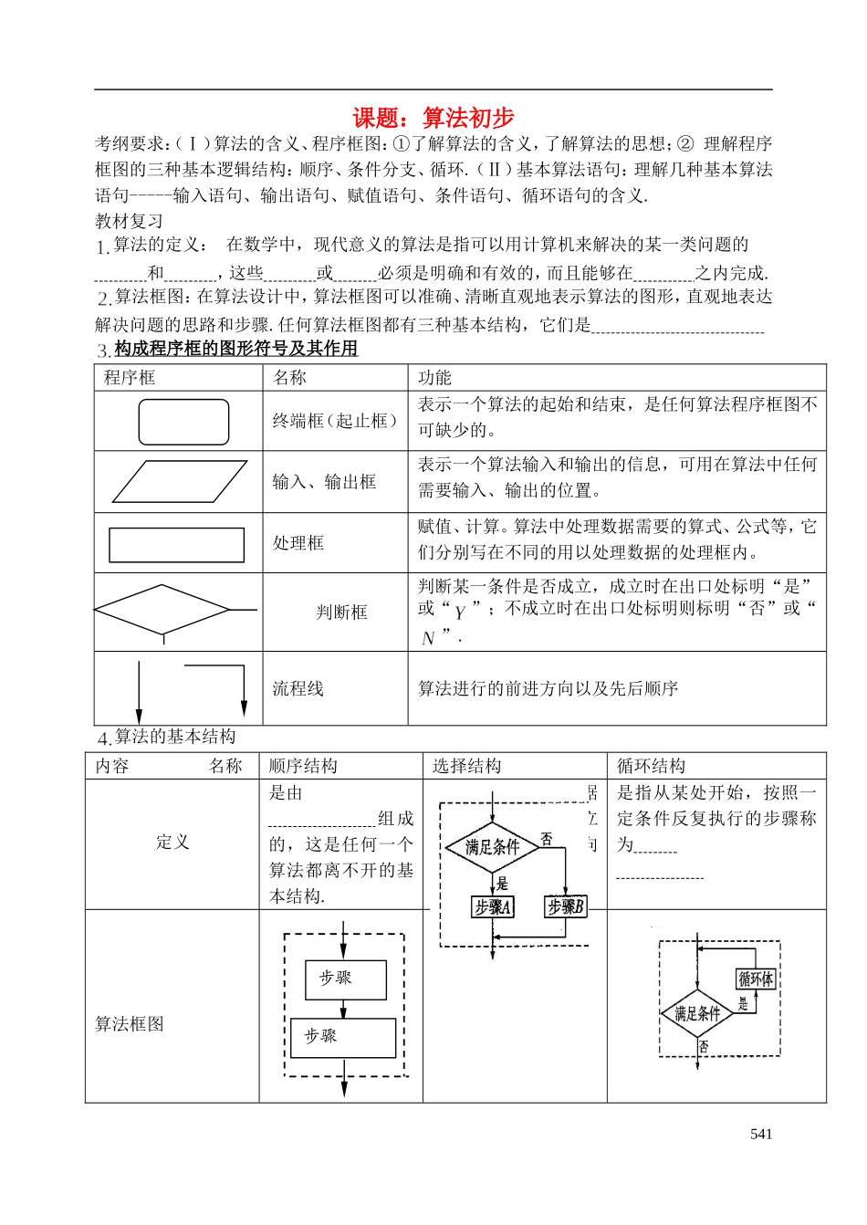 陕西省西安市昆仑中学2014届高考数学一轮复习讲义 第70课时 算法初步 理_第1页