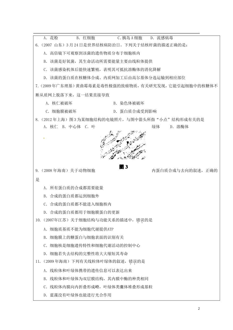 陕西省西安市庆安高级中学高中生物 细胞的整体机构复习导学案 新人教版选修3_第2页
