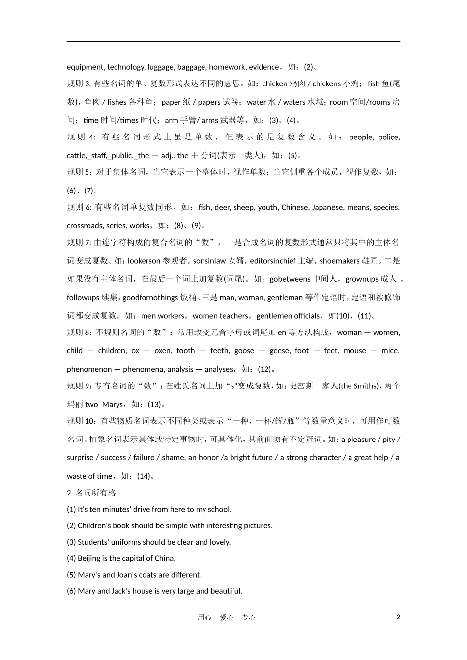 安徽省2012届高三英语一轮复习 语法部分 考点2 名词精品学案 北师大版_第2页