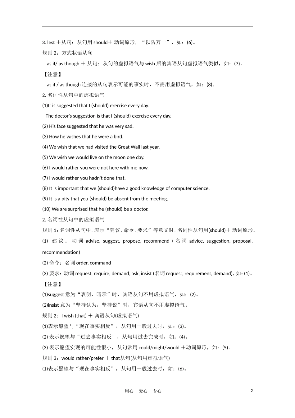 安徽省2012届高三英语一轮复习 语法部分 考点7 虚拟语气精品学案 北师大版_第2页