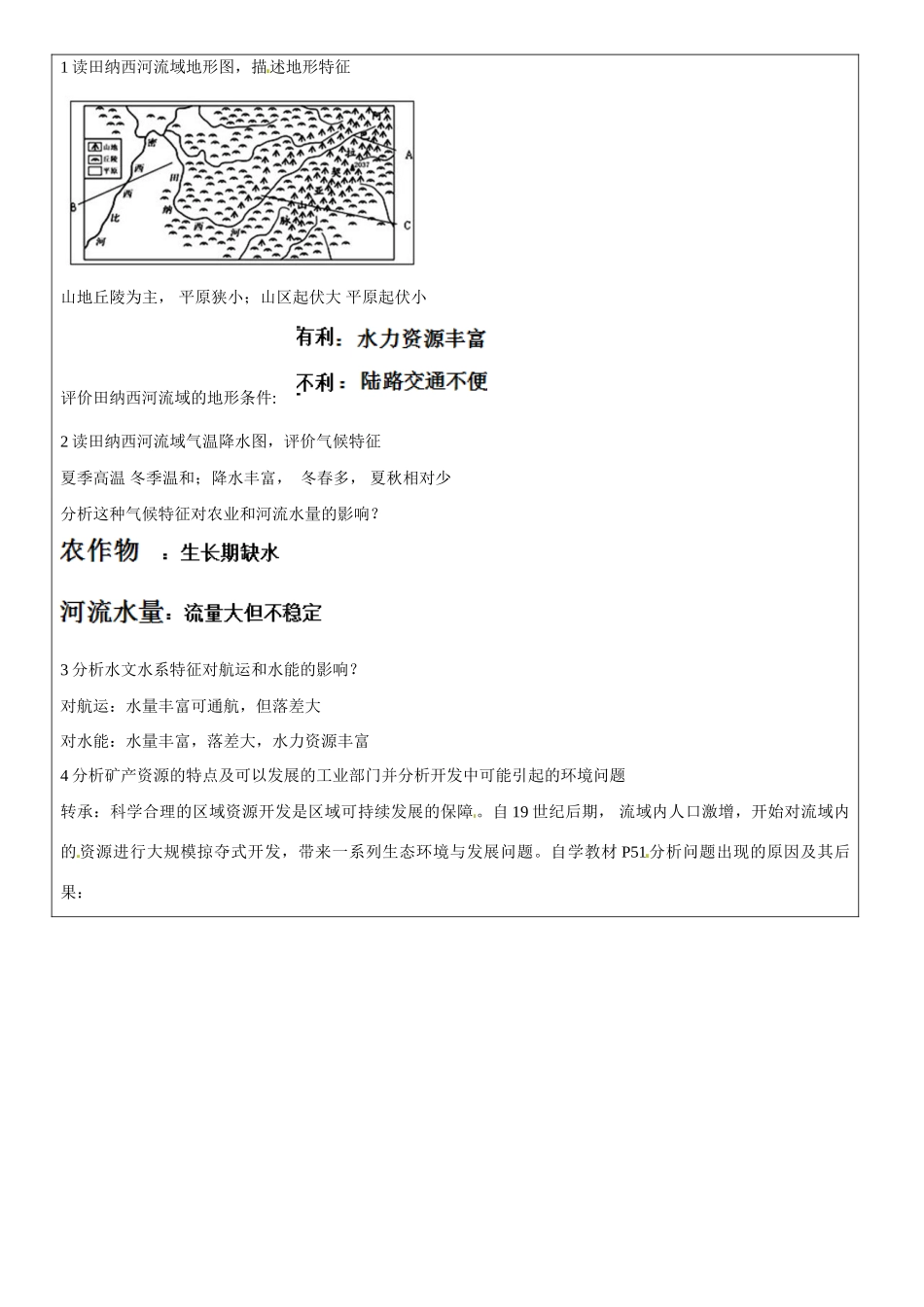 北京市大兴区魏善庄中学高中地理 第三章 第二节 流域的综合开发 以美国田纳西河流域为例（第一课时）导学案 新人教版必修3_第3页