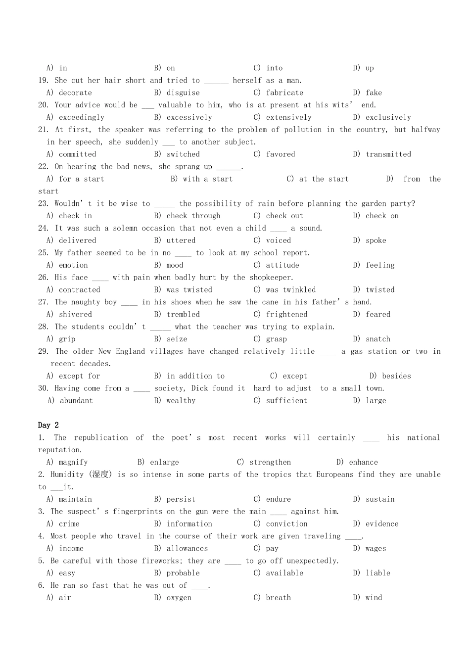备战2011高考英语 10天攻克高考英语词汇选择300题_第2页