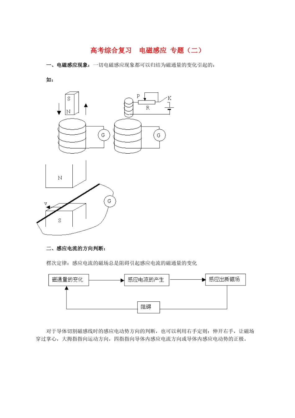 北京市2013届高三物理二轮复习 电磁感应专题教学案_第1页