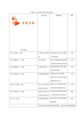 备战高考历史 高频考点解密 专题24 当今世界经济的全球化趋势教学案-人教版高三全册历史教学案