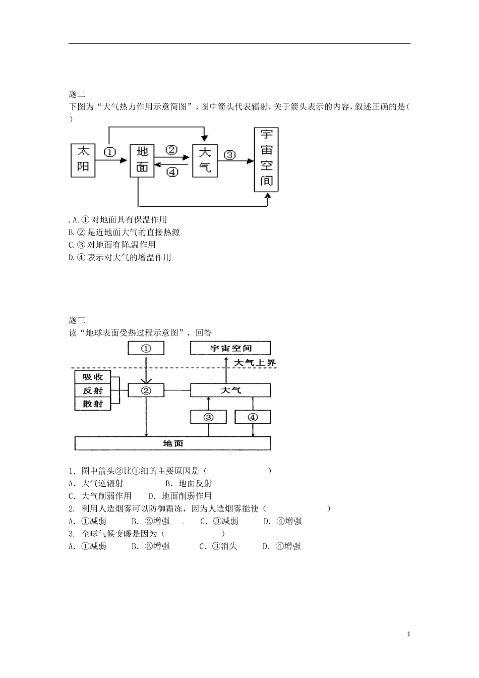 北京市2014-2015学年高中地理辅导讲义 大气受热过程和热力环流形成 新人教版必修1_第2页
