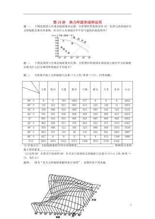 北京市2015届高考地理一轮复习 第10讲 热力环流形成和运用课后练习 新人教版