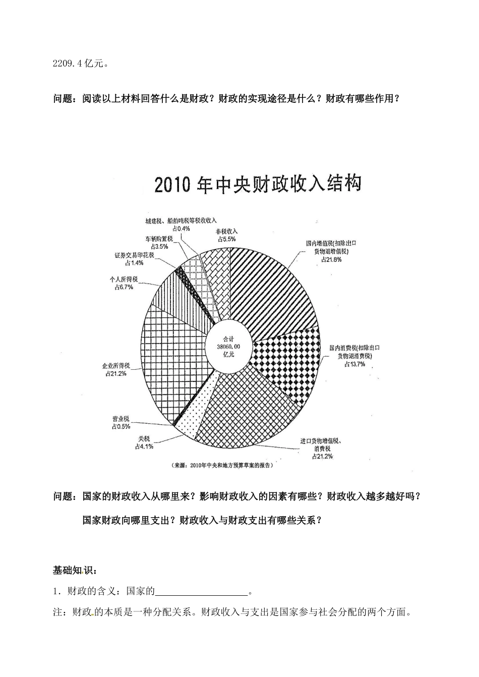 北京市房山区实验中学高中政治《第八课第一框 国家财政》学案 新人教版必修1_第2页