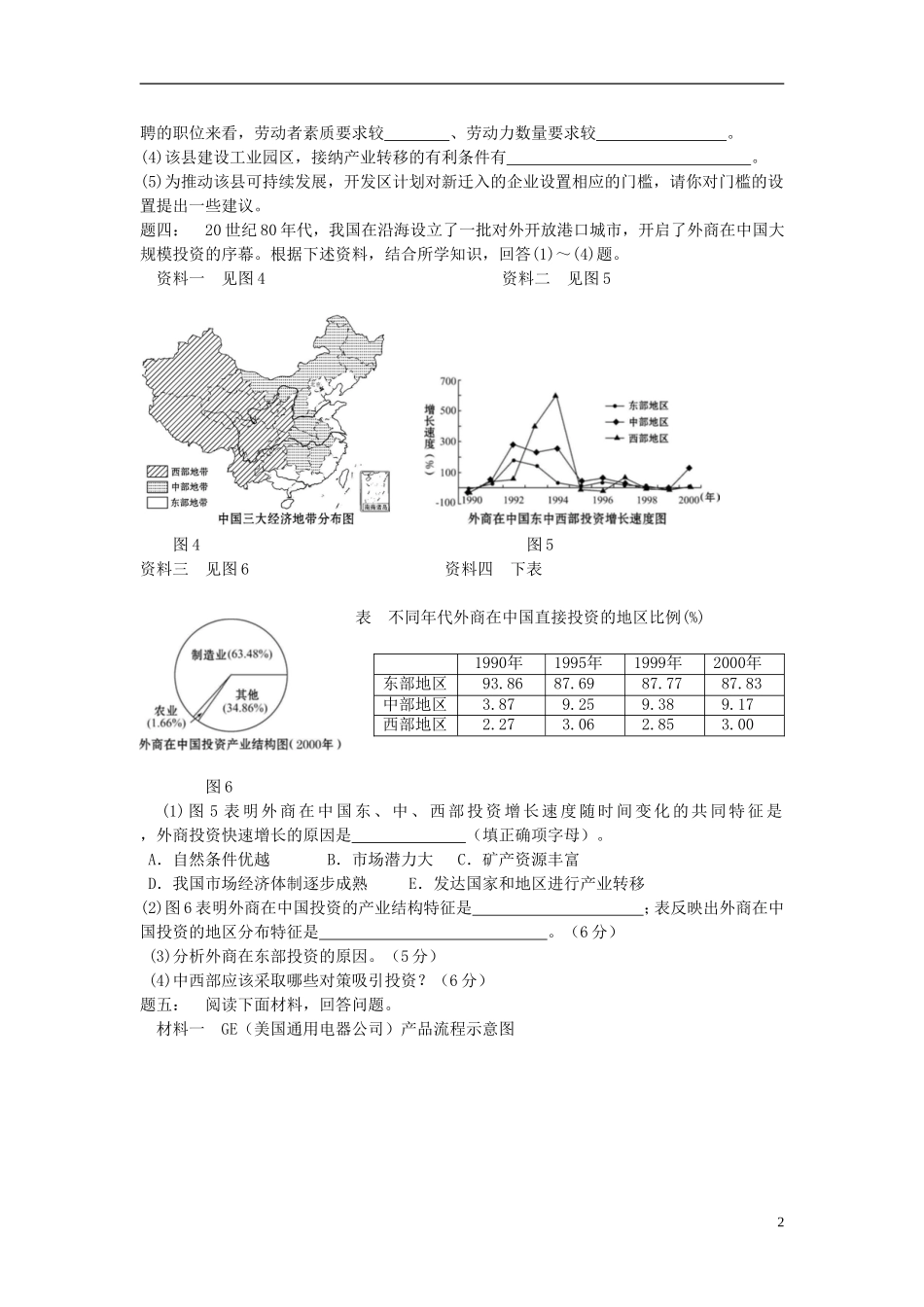 北京市2015届高考地理一轮复习 第17讲 工业地域的形成条件与发展课后练习（下）新人教版_第2页