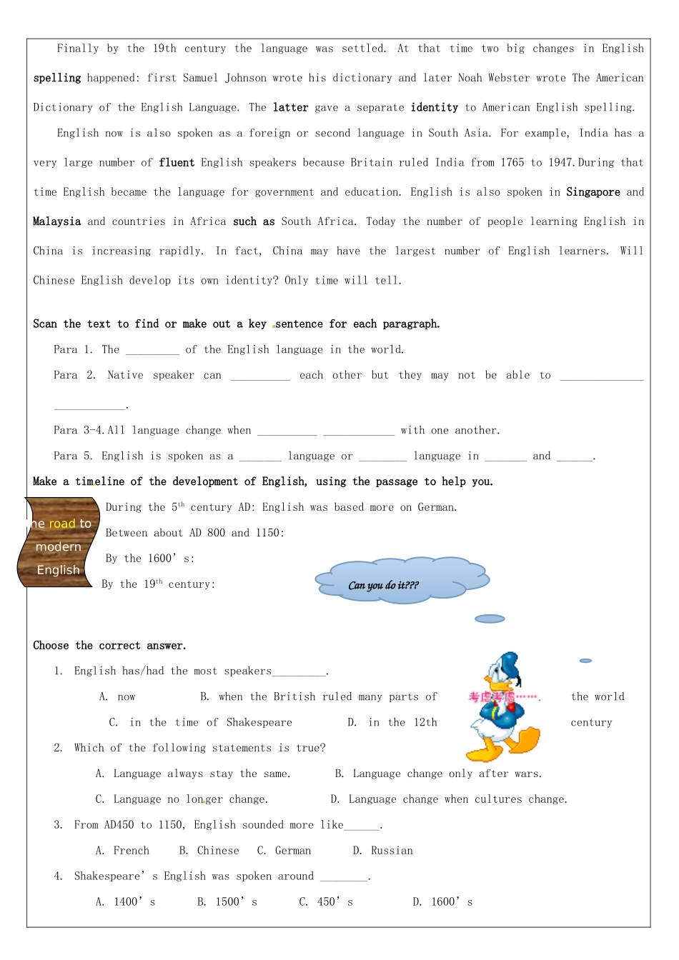 北京聚智堂培训学校2014高中英语 Unit2 English around the world阅读理解讲义_第3页