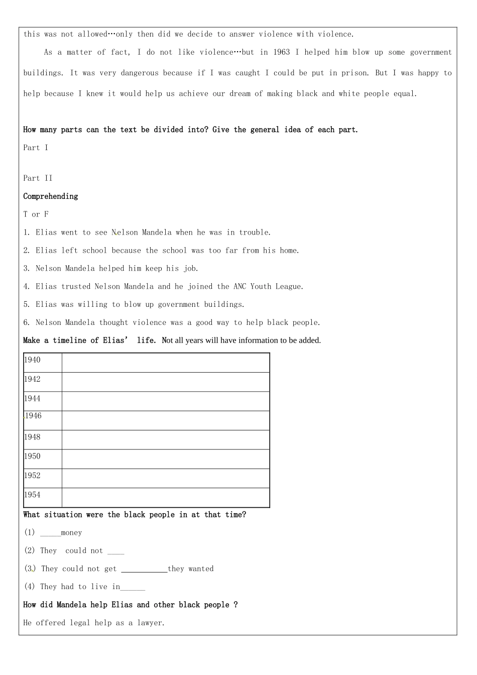 北京聚智堂培训学校2014高中英语 Unit5 Nelson Mandela a modern hero阅读理解讲义_第3页