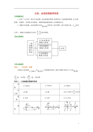 北京四中2014年高考数学总复习 三角函数的图象和性质（基础）知识梳理教案