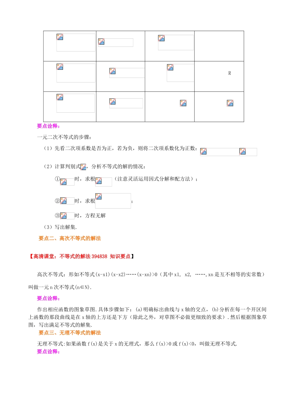 北京四中高考数学总复习 不等式的解法知识梳理_第2页
