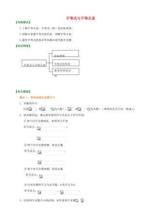北京四中高考数学总复习 不等式与不等关系知识梳理