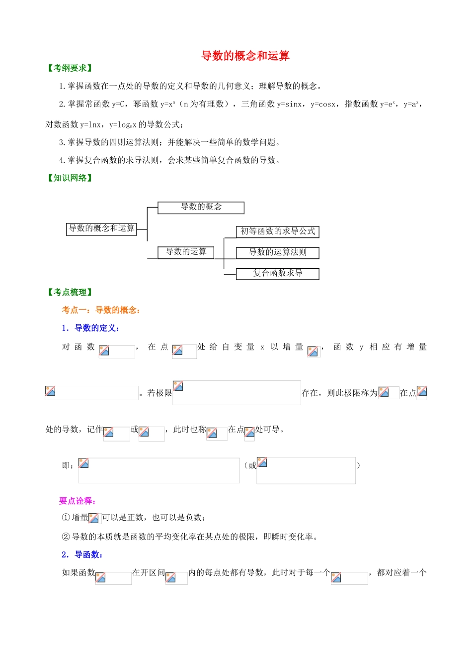 北京四中高考数学总复习 导数的概念和运算知识梳理_第1页