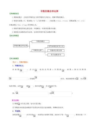 北京四中高考数学总复习 导数的概念和运算知识梳理