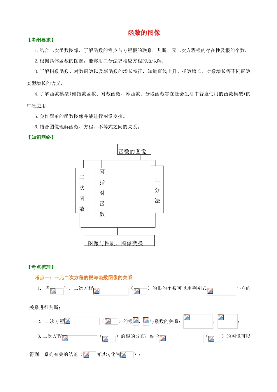 北京四中高考数学总复习 函数的图象基础知识梳理_第1页