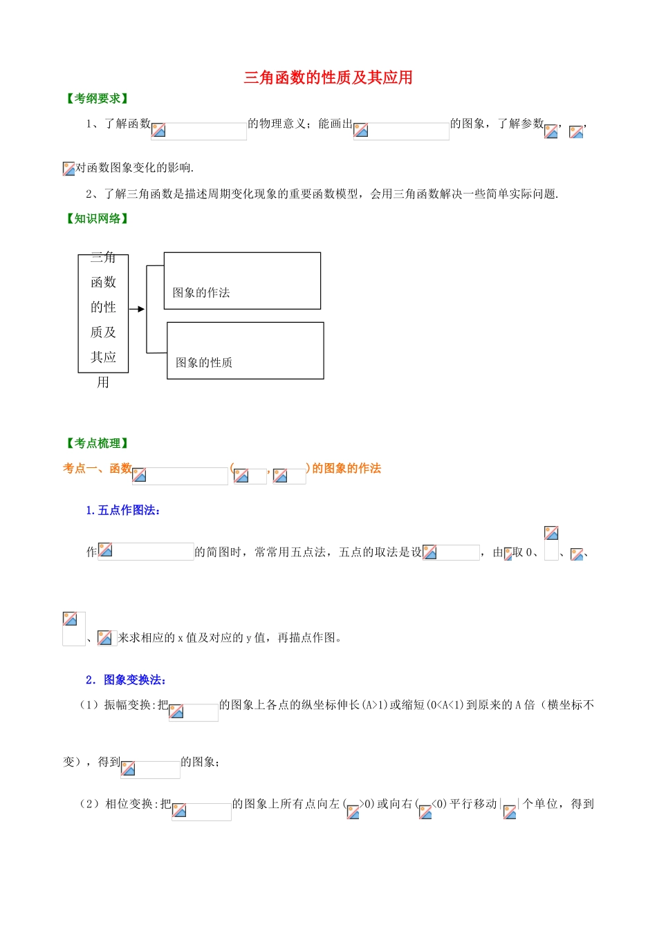 北京四中高考数学总复习 三角函数的性质及其应用提高知识讲解_第1页