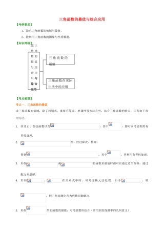 北京四中高考数学总复习 三角函数的最值与综合应用基础知识讲解