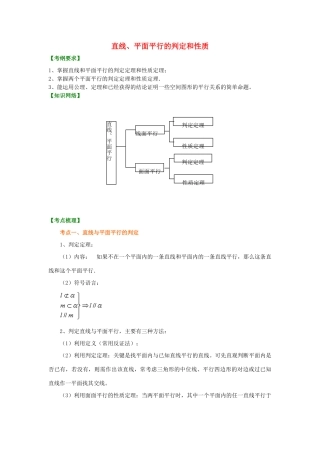 北京四中高考数学总复习 直线、平面平行的判定和性质提高知识讲解