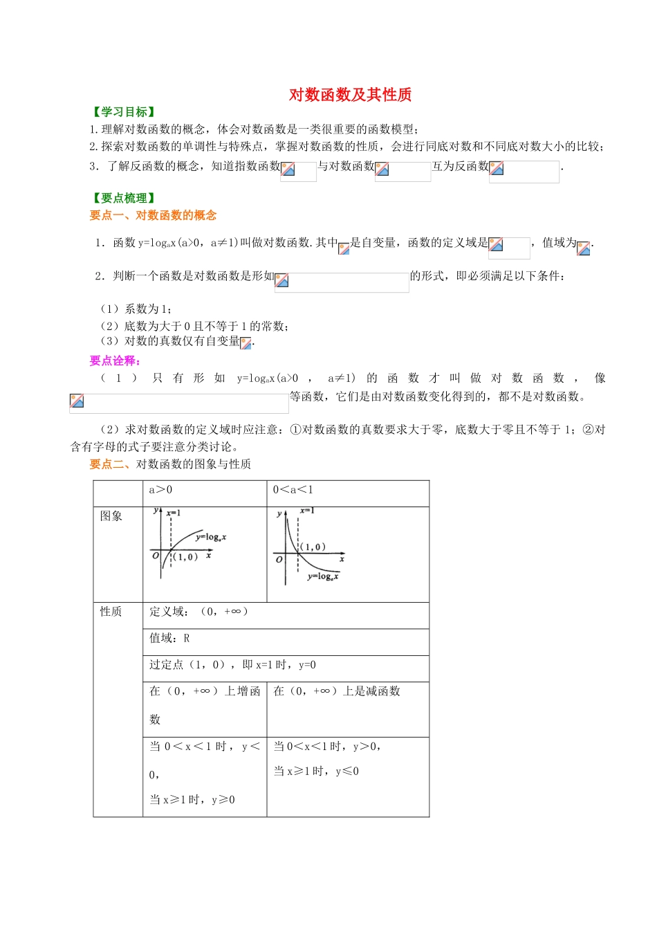 北京四中高中数学 对数函数及其性质基础知识讲解 新人教A版必修1_第1页