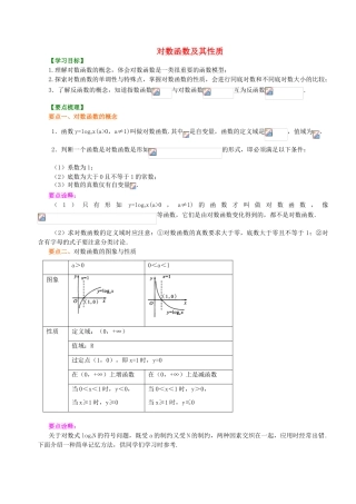 北京四中高中数学 对数函数及其性质提高知识讲解 新人教A版必修1
