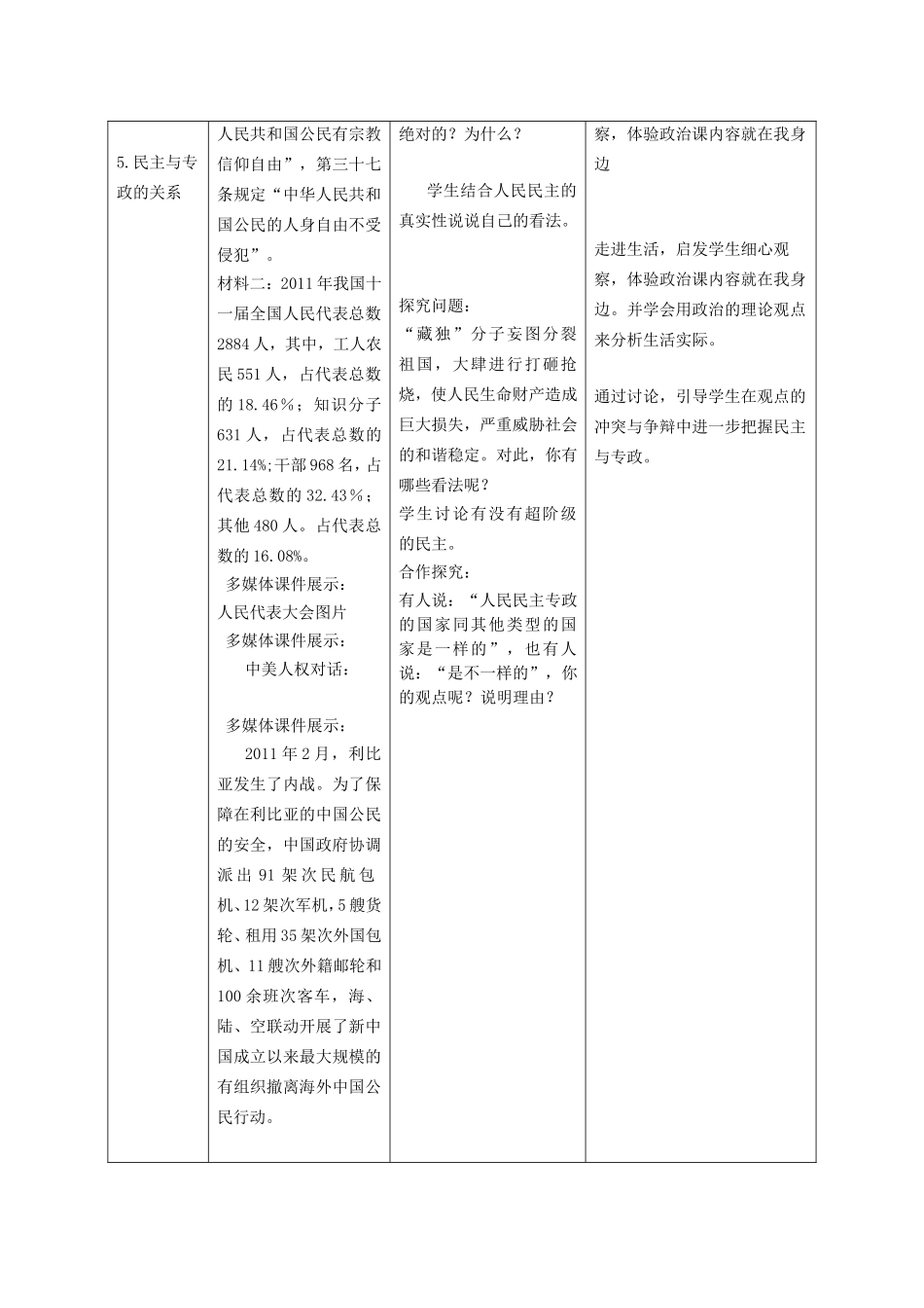 安徽省合肥市第九中学2014年高中政治 人民民主专政 本质是人民当家作主教案 新人教版必修2_第3页