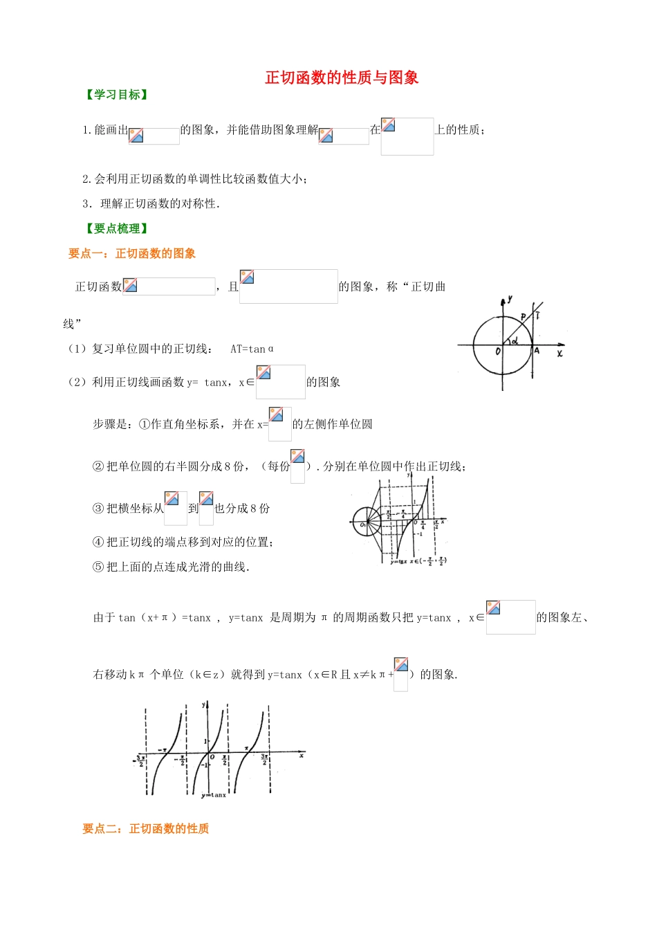 北京四中高中数学 正切函数的性质和图象提高知识讲解 新人教A版必修1_第1页