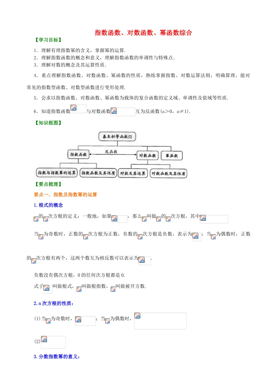 北京四中高中数学 指数函数、对数函数、幂函数综合基础知识讲解 新人教A版必修1_第1页
