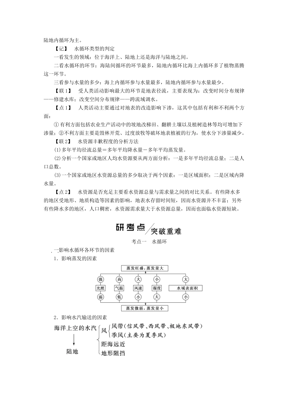 版高考地理一轮复习 第一模块 第三章 地球上的水 第一讲 自然界的水循环和水资源合理利用学案（含解析）新人教版-新人教版高三全册地理学案_第3页