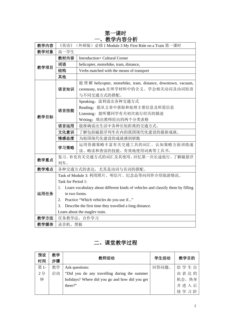 必修1Module 3模块整体解读及分析 _第2页