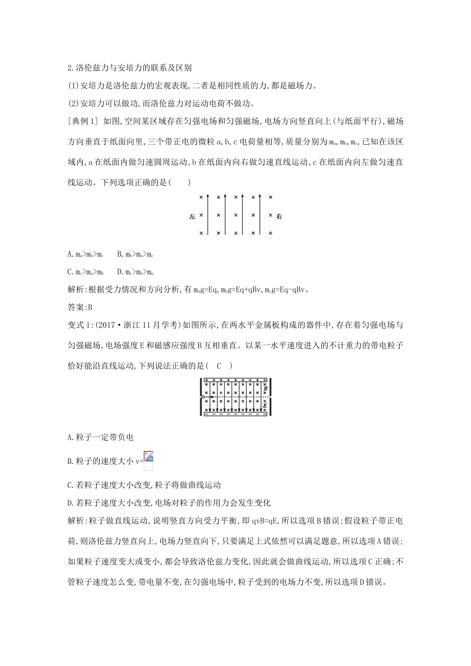 版高考物理一轮复习 第八章 磁场 课时2 洛伦兹力 带电粒子在磁场中的运动学案 新人教版-新人教版高三全册物理学案_第2页