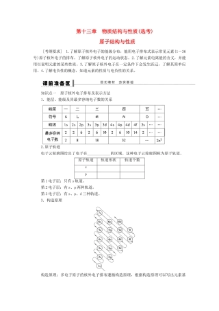 安徽省蚌埠铁中2014届高中化学《原子结构与性质》全册复习导学案