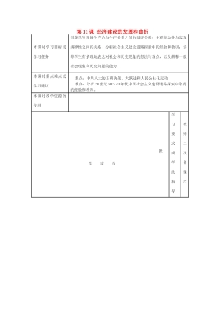 安徽省灵璧中学2014年高中历史  第11课 经济建设的发展和曲折导学案 新人教版必修2