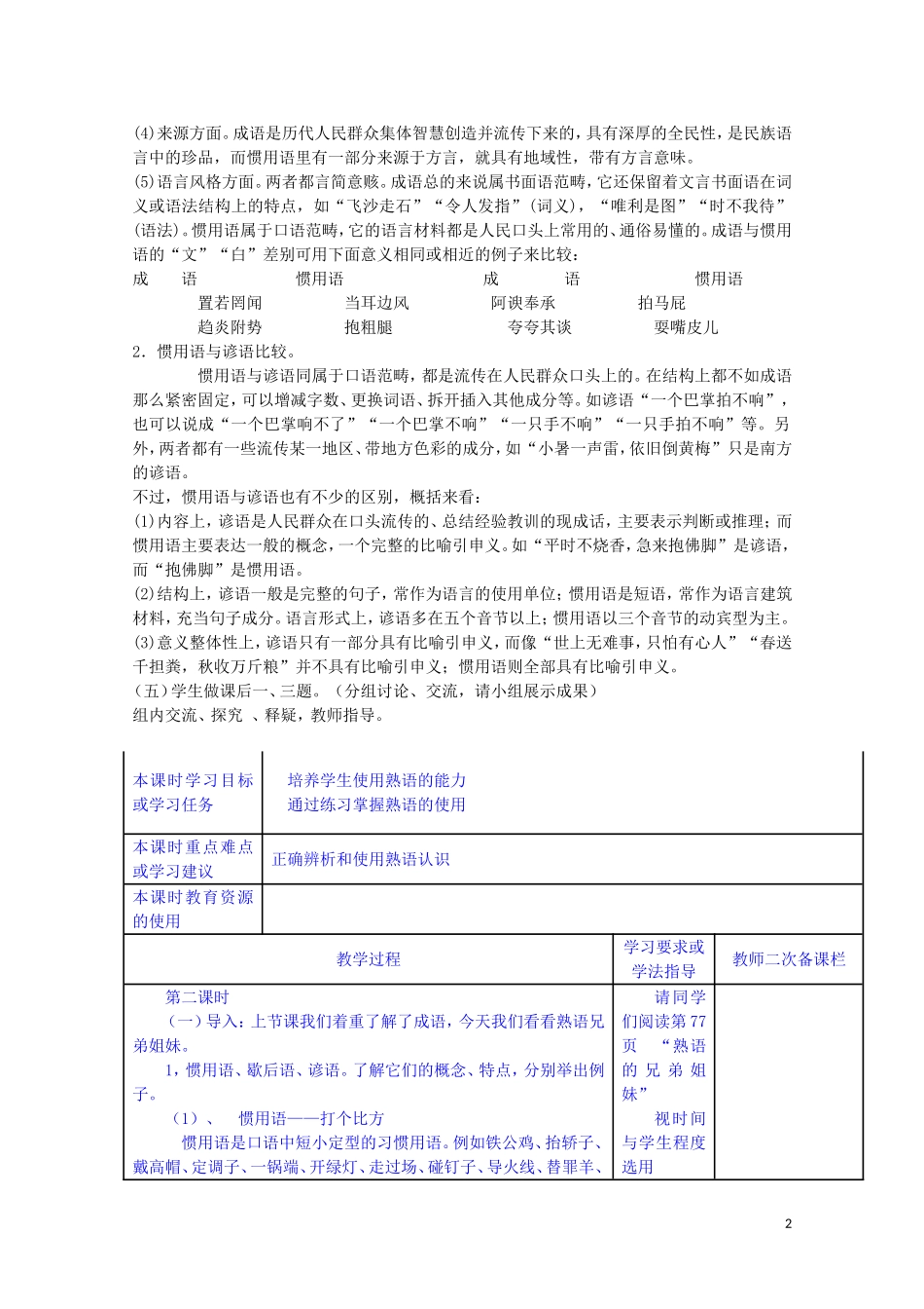 安徽省灵璧中学高中语文 第四节 中华文化的智慧之花熟语教学案 新人教版选修《语言文字应用》_第2页