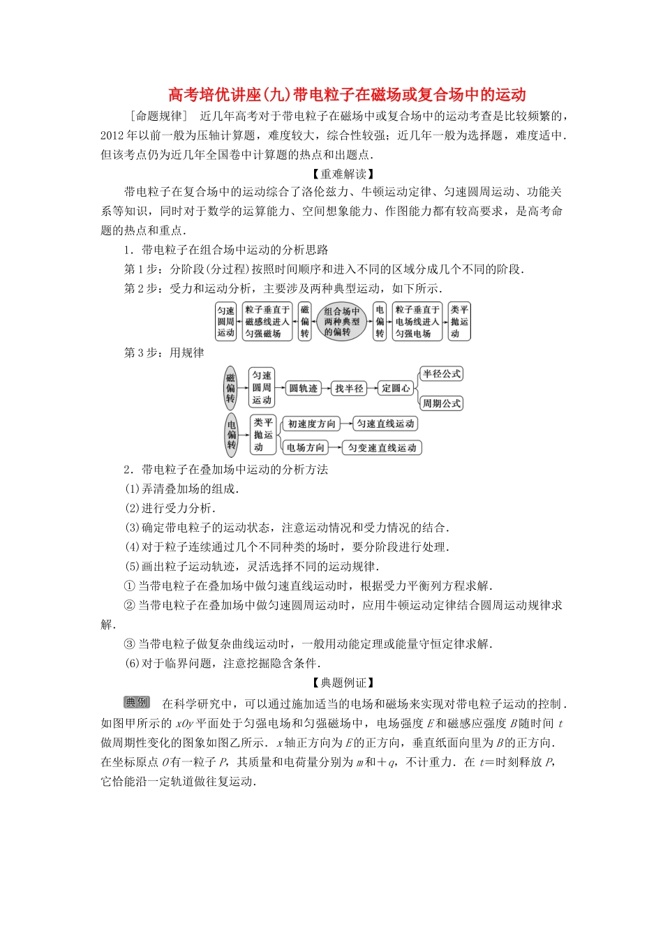 版高考物理一轮复习 第九章 磁场 6 高考培优讲座（九）带电粒子在磁场或复合场中的运动学案-人教版高三全册物理学案_第1页