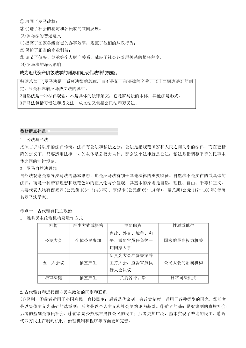 度高考历史一轮复习 专题四 古代希腊、罗马和近代西方的政治文明 第11讲 古代希腊、罗马的政治制度学案-人教版高三全册历史学案_第3页